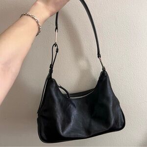 Black leather shoulder bag